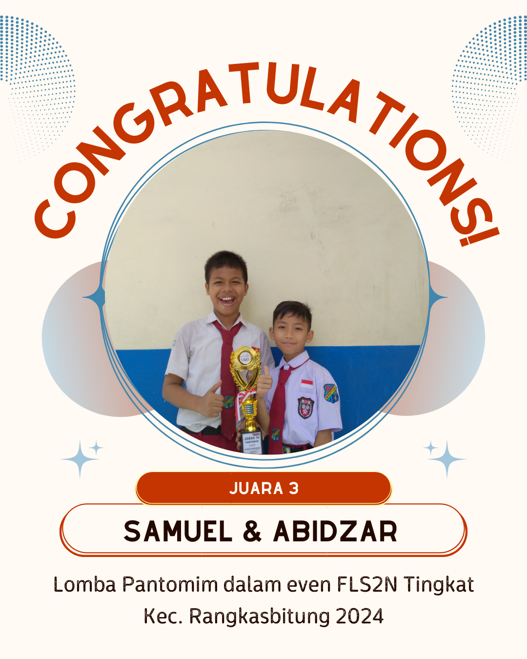 Prestasi Kejuaraan FLS2N SD Mardi Yuana Rangkasbitung Tahun 2024 Tingkat Kecamatan Rangkasbitung