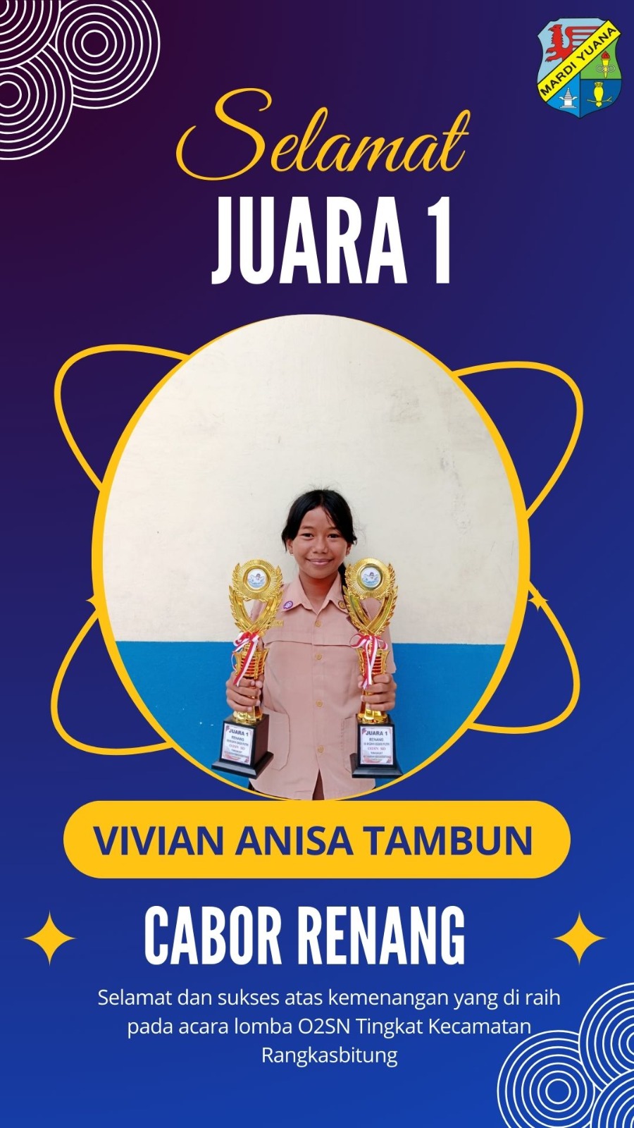 Prestasi Kejuaraan O2SN SD Mardi Yuana Rangkasbitung Tahun 2024 Tingkat Kecamatan Rangkasbitung