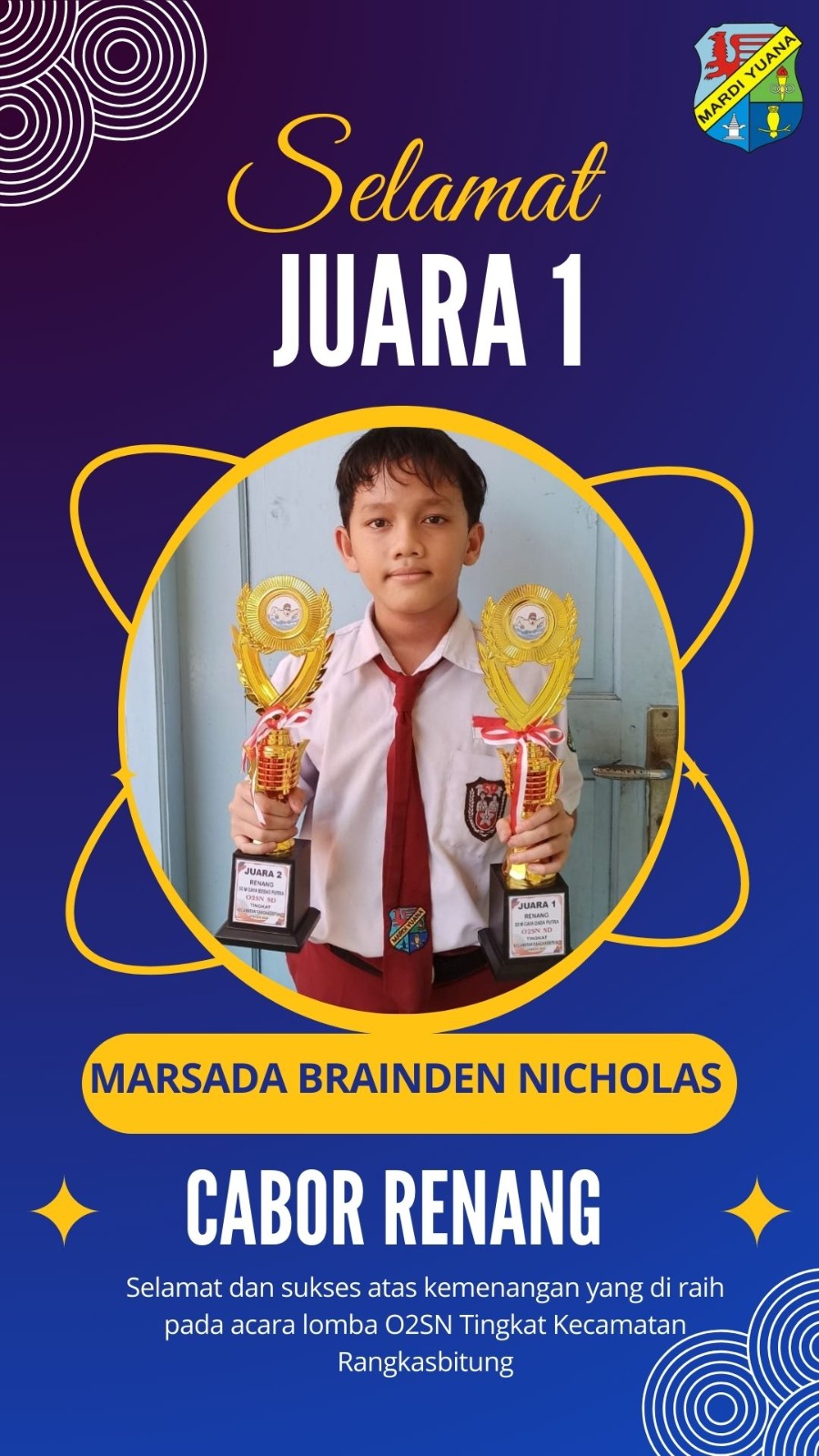 Prestasi Kejuaraan O2SN SD Mardi Yuana Rangkasbitung Tahun 2024 Tingkat Kecamatan Rangkasbitung