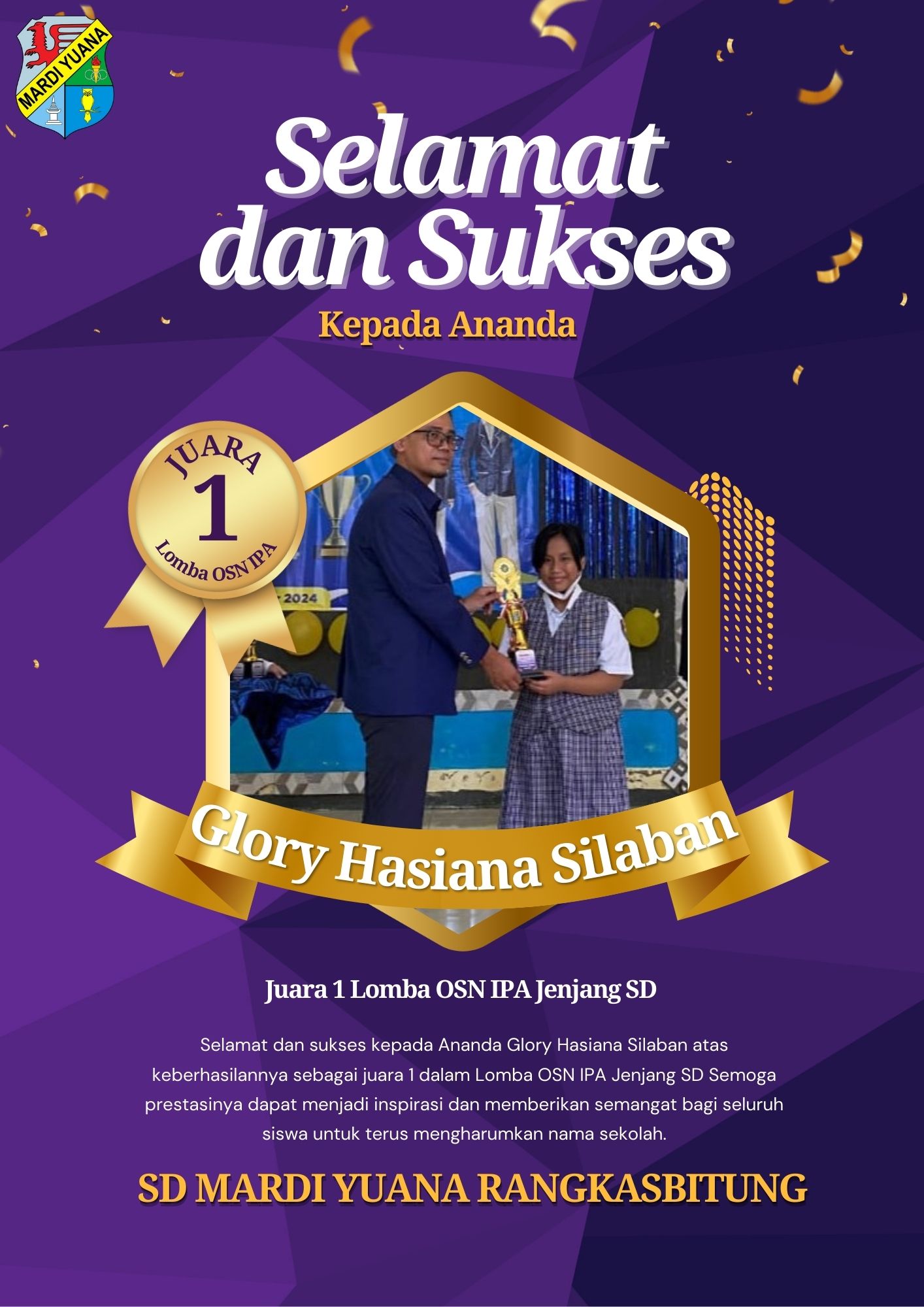 Prestasi Kejuaraan OSN IPA SD Mardi Yuana Rangkasbitung Tahun 2024