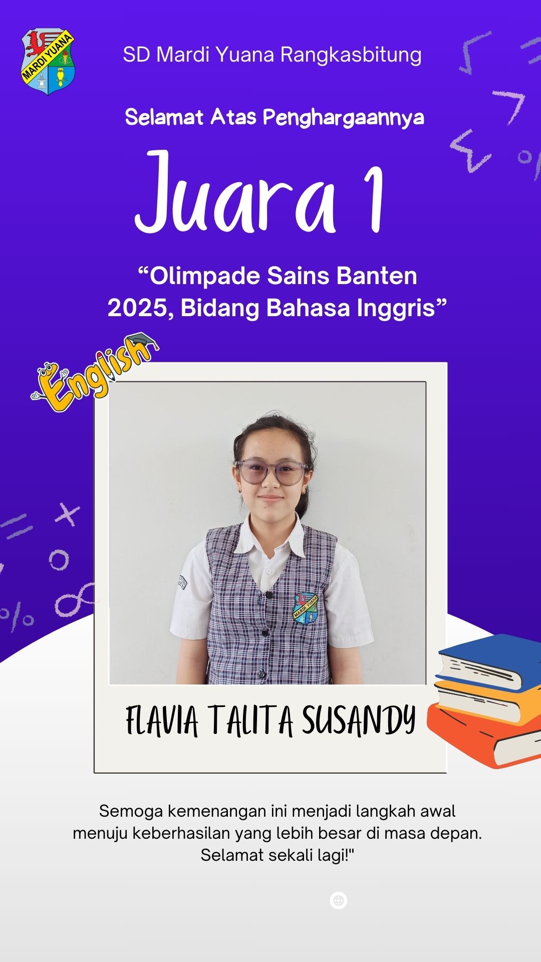 Prestasi Kejuaraan Olimpiade Sains Banten 2025, Bidang Bahasa Inggris